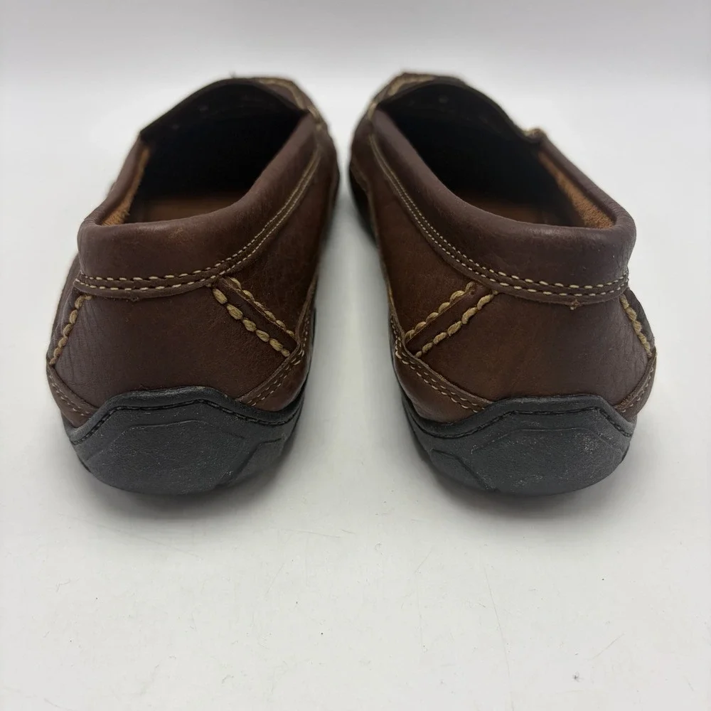 LL Bean Leather Moccasin Driving Loafer Womens 8 Wide Shoe Brown Pebbled Preppy